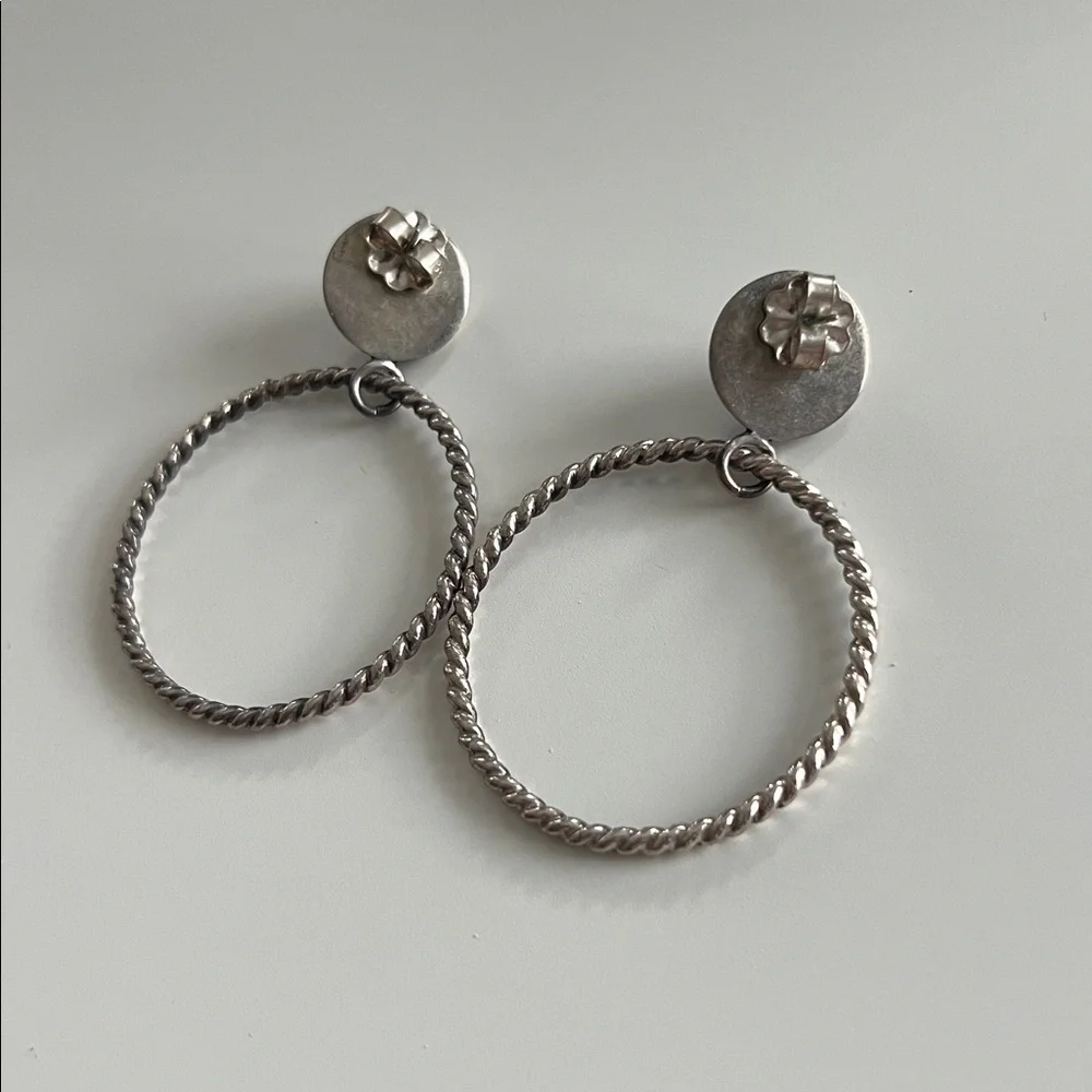 Hard Work Jewelry Sterling Silver Yin Yang Post Hoop Earrings